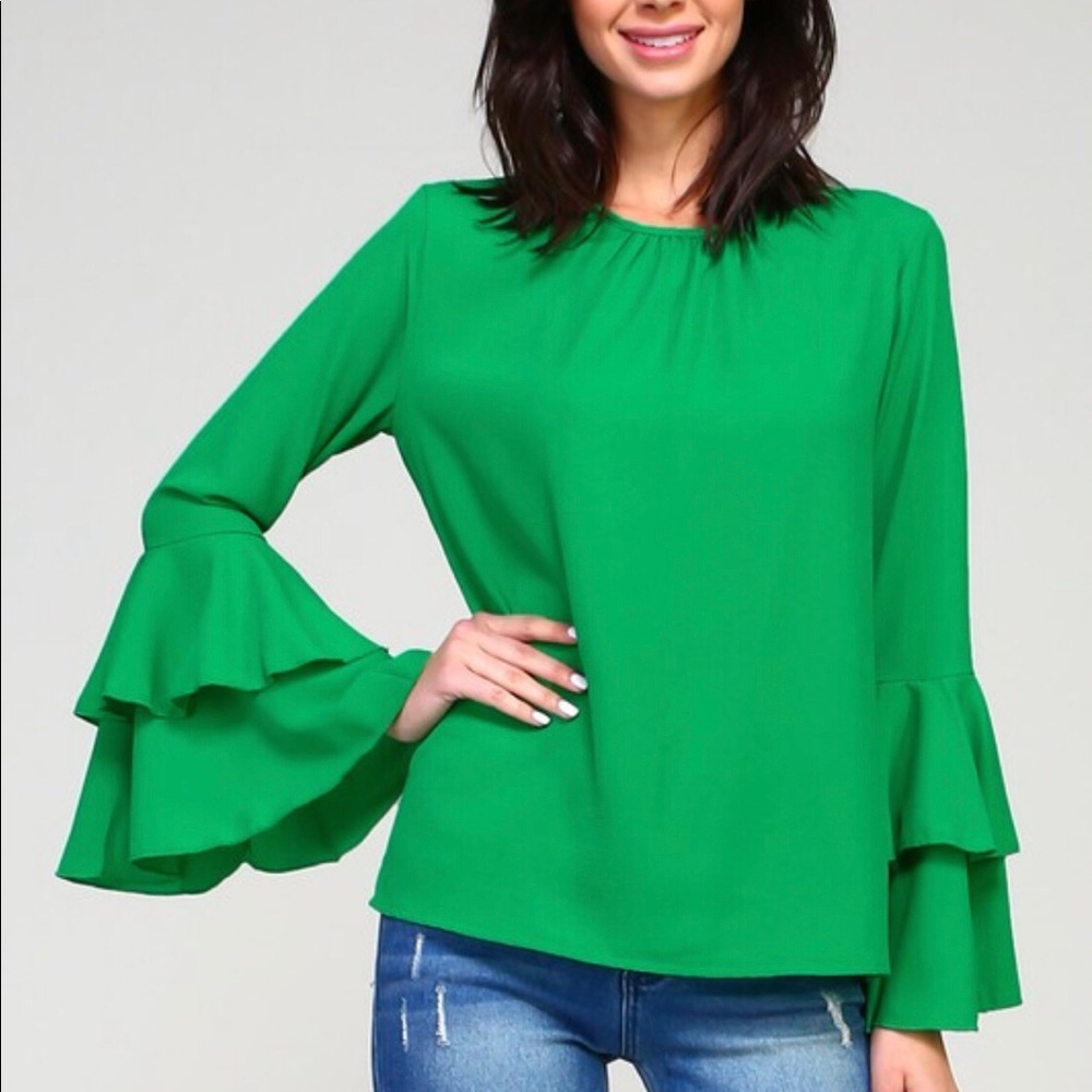 Woven Bell Sleeve Top